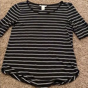 H&M Basics Black and White Striped Tee